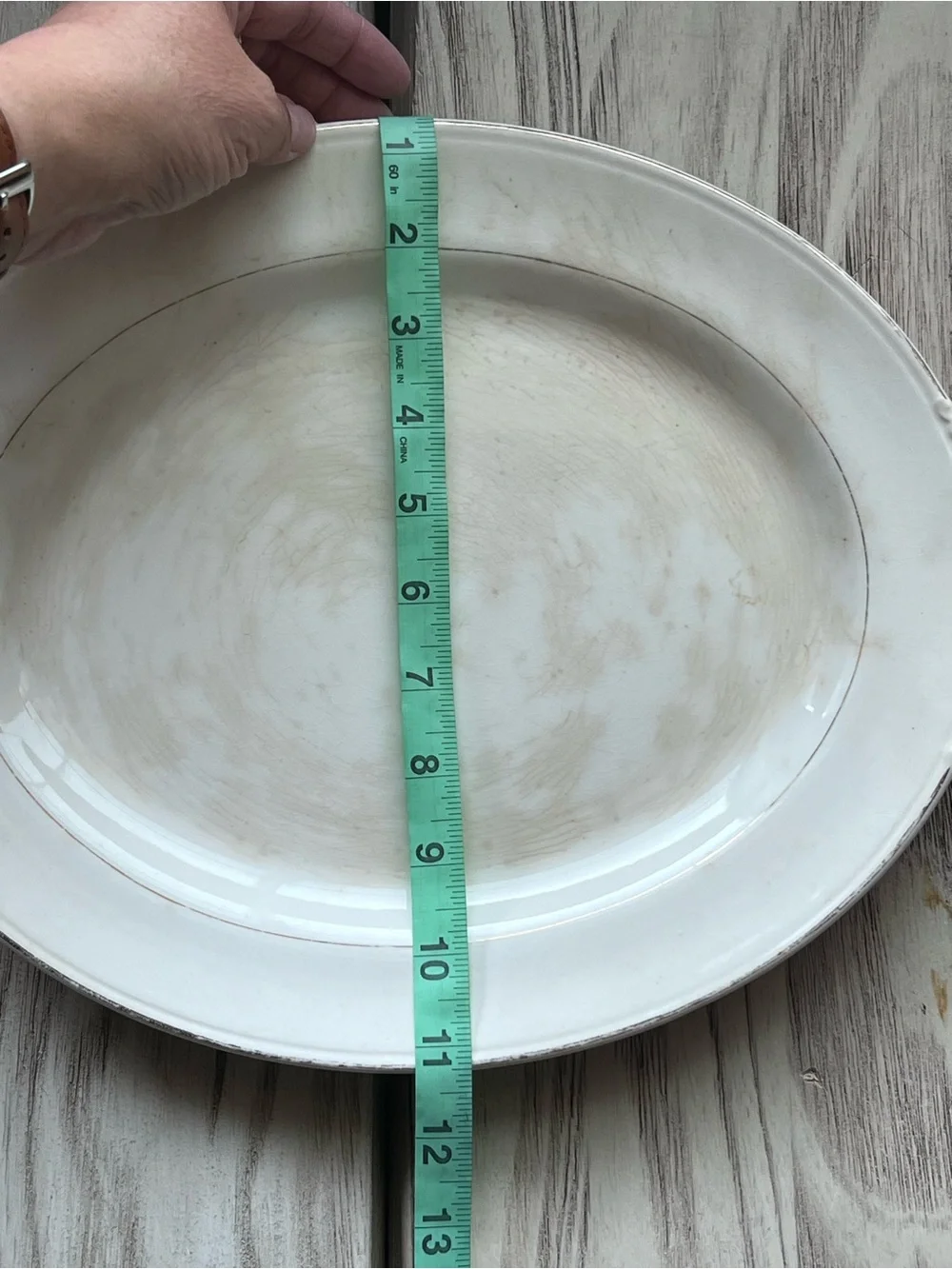 Vintage 1941 Homer Laughlin Nautilus Oval Serving Platter Gold Trim 14”